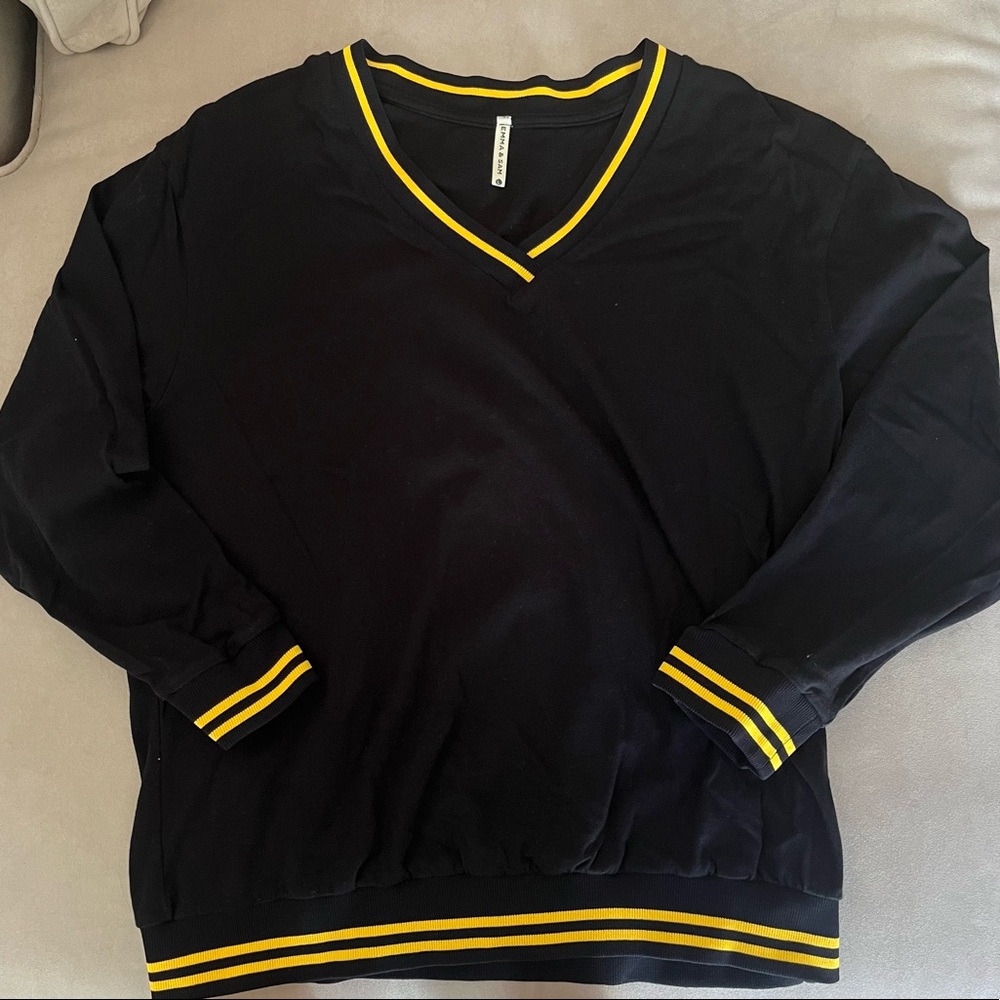 Black Long Sleeve with Yellow Stripe Detail | LF